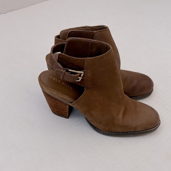 Cole Haan Pippa Suede Western Booties Wood Stack Heel Sling Back Size 6 - Picture 1 of 7